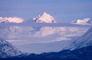 Sticker - Landscape of snow covered mountain range, Homer, Alaska, US