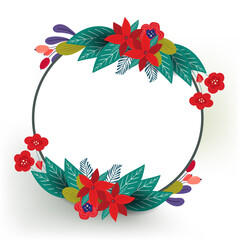 Wall Mural - floral wreath for circle design template
