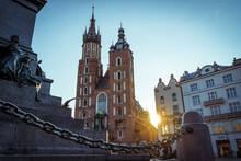Scenic View Of The St. Mary's Basilica In Krakow, Poland