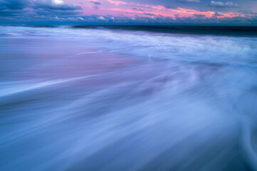 Sticker - USA, New Jersey, Cape May National Seashore. Sunrise on ocean shore.