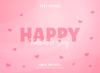 Wall Mural - elegant pink watercolor happy valentines day text effect with love