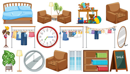 Wall Mural - set of interior furniture and decorations