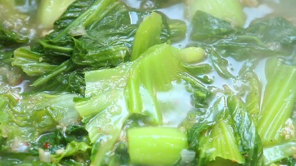 Sticker - Boling  vegetables with chicken curry , Thai northern food.