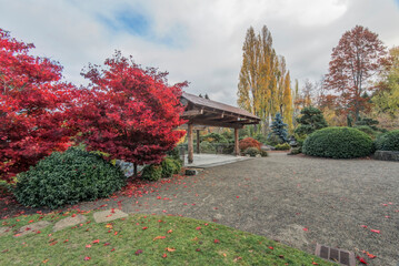 Sticker - Washington State, Seattle. Autumn Color at Kubota Garden