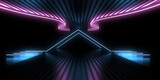 Fototapeta Perspektywa 3d - 3D abstract background with neon lights. neon tunnel  .space construction . .3d illustration