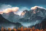 Fototapeta Góry - Triglav mountain peak at sunrise