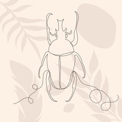 Wall Mural - beetle line drawing, on abstract background