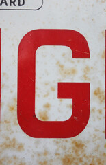 Written Wording in Distressed State Typography Found Letter g