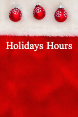 Wall Mural - Holidays Hours message with ball ornaments