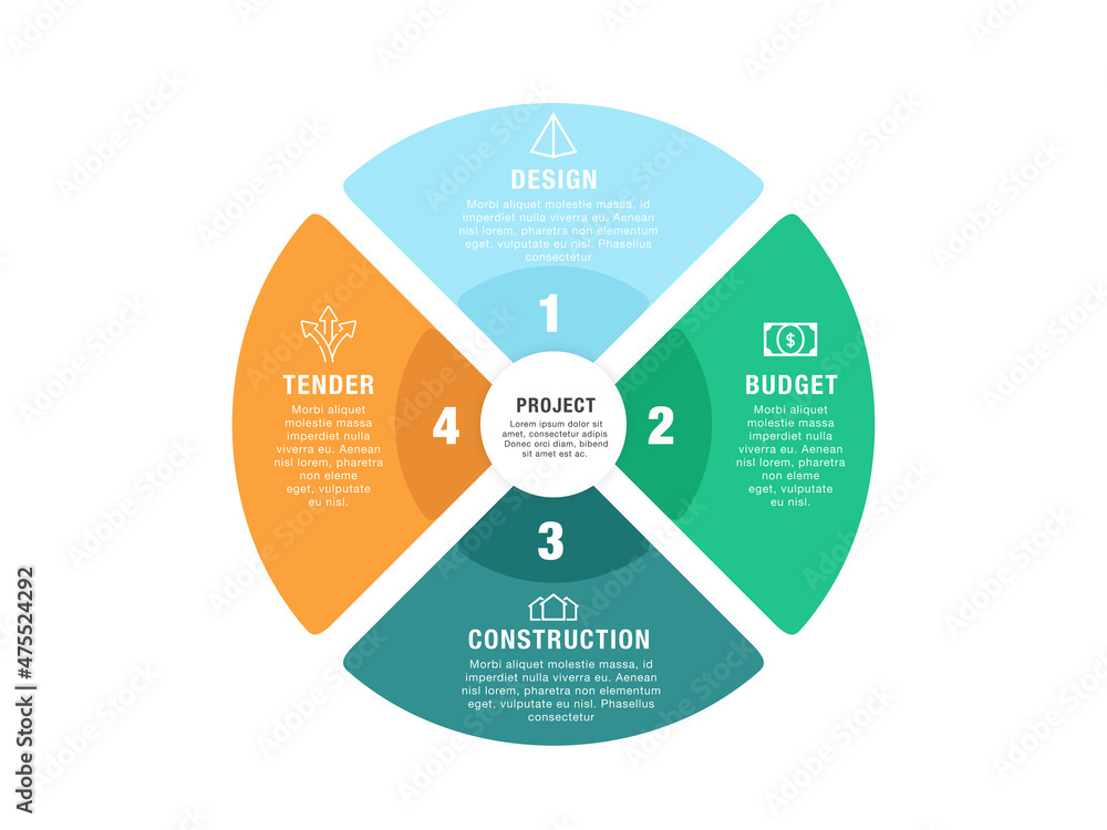 Infographic circular presentation. Circular 4 step graphic infographic ...