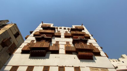 Wall Mural - Jeddah Saudi Arabia  November 11 2021 Old city in Jeddah, Saudi Arabia known as Historical Jeddah. Ancient building in UNESCO world heritage historical village Al Balad.Saudi Arabia 