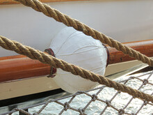 Takelage Und Auffangnetz Auf Einem Segelschiff