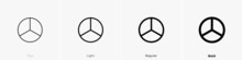 Benz Icon. Thin, Light Regular And Bold Style Design Isolated On White Background