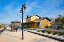 The Beautiful Historic Station Of The City Of Volos, Greece. The Building Was Completed In 1884