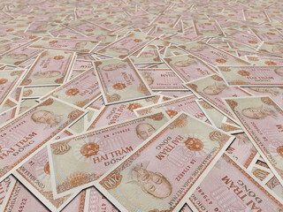 Poster - 3D rendering of Vietnamese dong banknotes