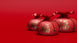 © RocknRoller Studios - Three Red Money Bags with the character Fu meaning 'fortune' or 'good luck'. Chinese New Year Concept.