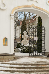 Orthodox church roof background gold domes with cross landscape Religious building architecture of Eastern Europe