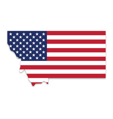 Sticker - montana mt state map simplified with usa flag