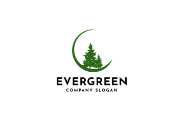 Wall Mural - Evergreen pine tree, Hemlock, Evergreen, Pines, Spruce, Cedar trees logo design vector illustration.