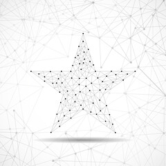 Poster - Star with polygon line and dots. Connection structure. Geometric vector design