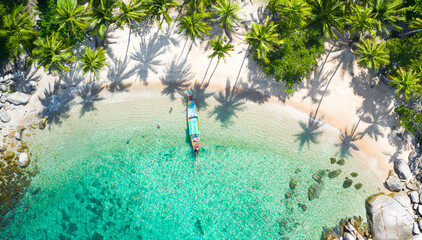 Wall Mural - aerial view tropical beach sai nuan, koh tao, thailand