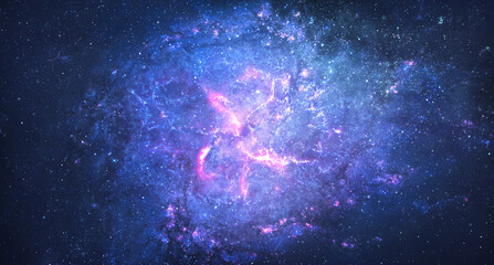 Poster - Galaxy and bright gas nebula. Stars and far consetellations. Sci-fi space wallpaper. Worm hole. Elements of this image furnished by NASA