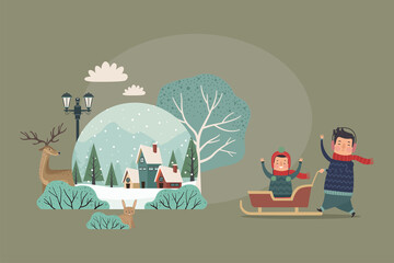 Wall Mural - winter snowscape season