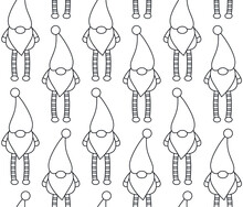 Vector Seamless Pattern Of Flat Outline Scandinavian Gnome Isolated On White Background