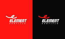 Vector Graphic Illustration Logo Design For Pictorial Mark, Abstract Mark, Letter Mark With Simple, Unique Letter E Graphic Like Swoosh.