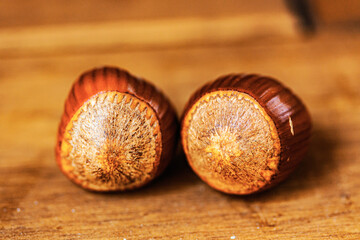 Sticker - Chestnuts on a wooden table