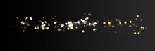 Shining Bokeh Isolated On Transparent Background. Golden Bokeh Lights With Glowing Particles Isolated. Christmas Concept