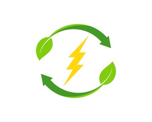 Sticker - Circular arrow with leaf and lightning inside