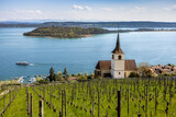 Fototapeta  - Church in Ligerz at the lake Biel Switzerland
