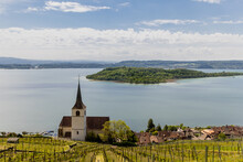 Church In Ligerz At The Lake Biel Switzerland