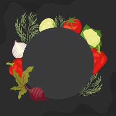 Poster - fresh vegetable around circle