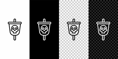 Poster - Set line Pirate flag icon isolated on black and white, transparent background. Vector