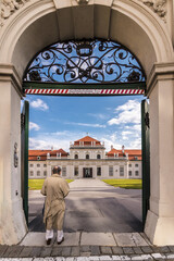 Traveler exploring the Lower Belvedere in Vienna, Austria