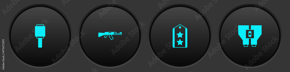 Gun Ranks Icon Ideas Set Anti-tank hand grenade, Submachine gun, Military rank and ...