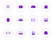 © Dmytro - furniture purple color vector icons on light round buttons with purple shadow. furniture icon set for web, mobile apps, ui design and print
