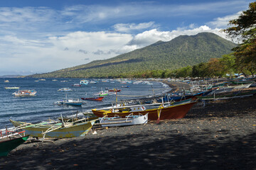 Wall Mural - View of traditional fishing boats on a beach in Tangkoko Batuangus Nature Reserve, Indonesia