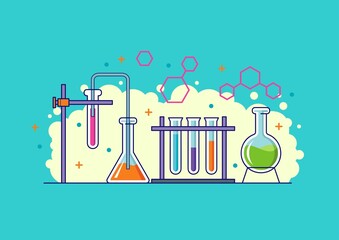 Wall Mural - Chemical lab experiment illustration concept designs