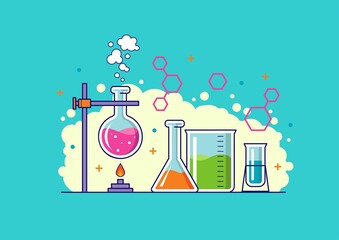 Wall Mural - Chemical lab experiment illustration concept designs