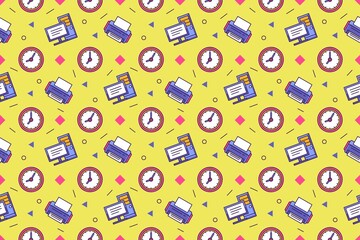 Wall Mural - Office work fun cartoon seamless pattern design