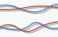 Realistic Vector Isolated Wires. PNG Wires, Png Twisted Wires, Network, Communication, Cable, Red And Blue Wire.