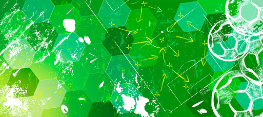 abstact background, with soccer ball, football, paint strokes and splashes, grungy, free copy space