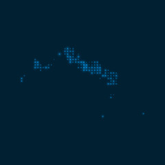 Wall Mural - Turks and Caicos Islands dotted glowing map. Shape of the island with blue bright bulbs. Vector illustration.