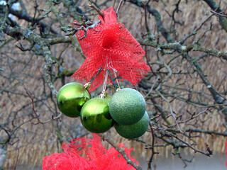 Wall Mural - green globes - Christmas decorations, decor