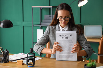 Wall Mural - Female notary public working in office