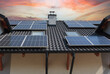 Solar panels on the rooftop of a home - photovoltaic panels.