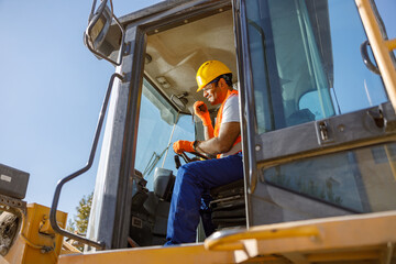 industrial worker on his job at construction plant